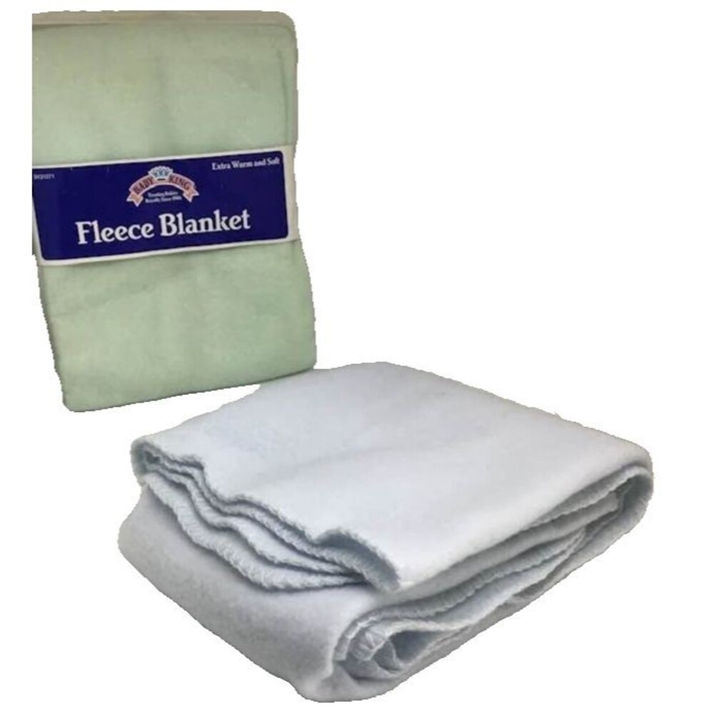 Infant Baby King Fleece Blankets 28" x 28" Green Blue New Quilt Padding Vtg
